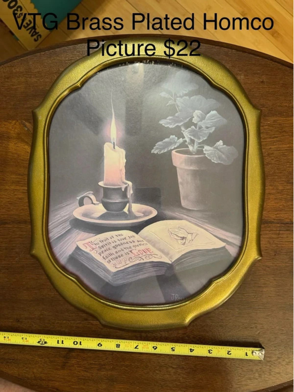 VTG Brass plated Homco picture "The Fruit of the Spirit"
